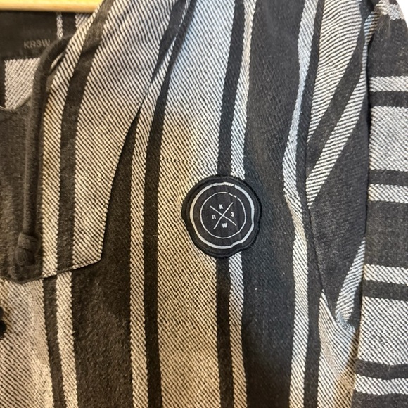 KR3W Baja Hoodie 100% Cotton Striped Hippie Surf Poncho Size Small - Picture 2 of 6